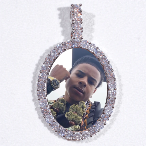 Large 3D Oval Custom Picture Pendant