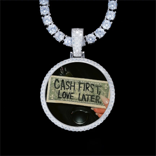 925S & VVS Moissanite 3D Circle Custom Picture Pendant