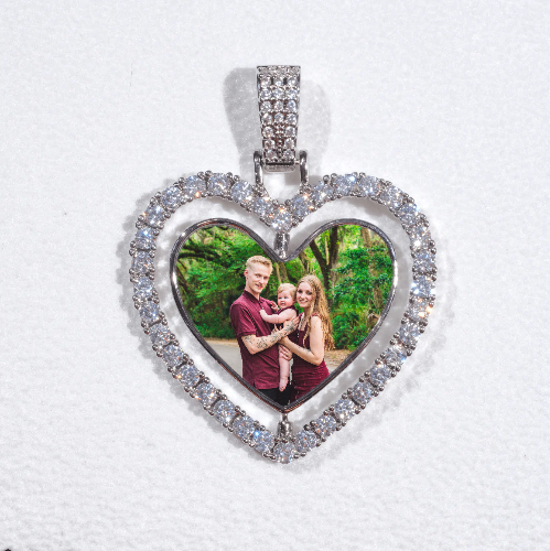 3D Spinning 2-Faced Heart Custom Picture Pendant