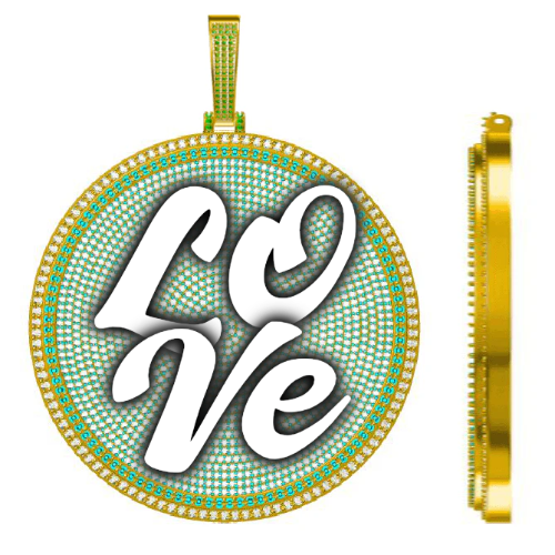 CUSTOM LETTER NECKLACE 3D BIG DISC