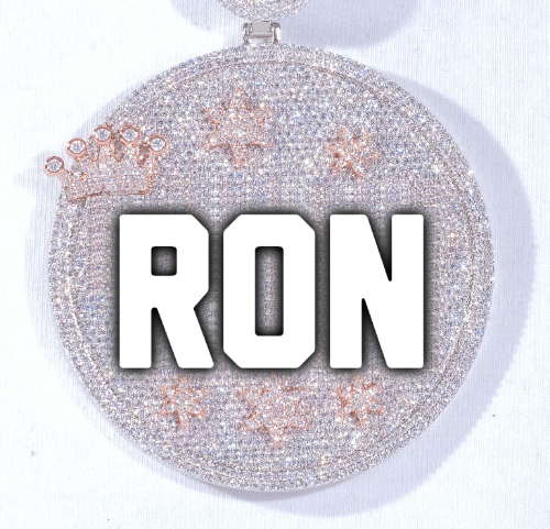 CUSTOM LETTER NECKLACE 3D BIG CROWN DISC