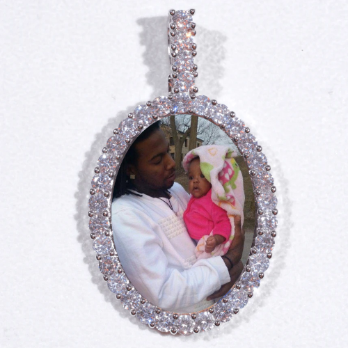 Large 3D Oval Custom Picture Pendant