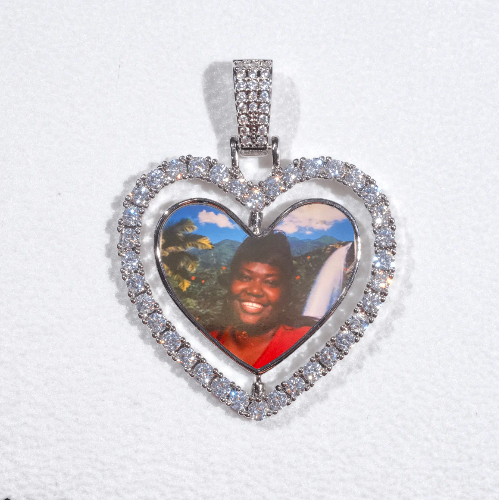3D Spinning 2-Faced Heart Custom Picture Pendant