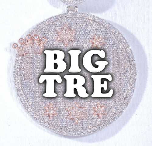 CUSTOM LETTER NECKLACE 3D BIG CROWN DISC