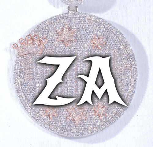 CUSTOM LETTER NECKLACE 3D BIG CROWN DISC