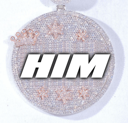 CUSTOM LETTER NECKLACE 3D BIG CROWN DISC