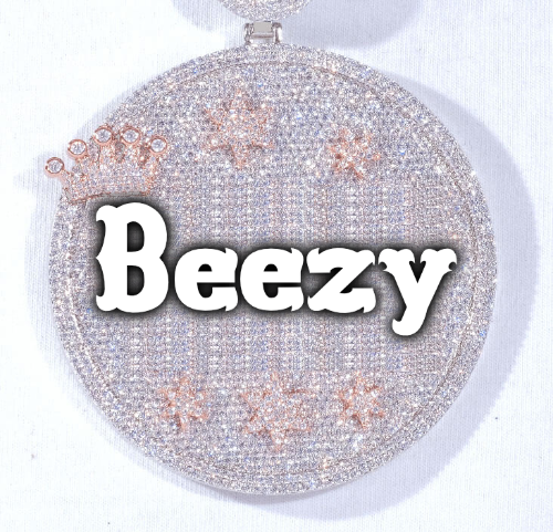 CUSTOM LETTER NECKLACE 3D BIG CROWN DISC
