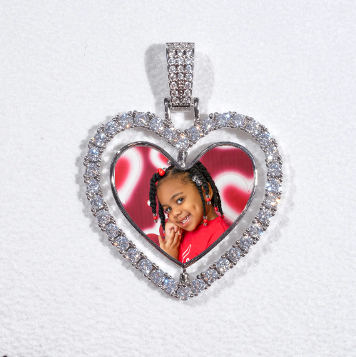 3D Spinning 2-Faced Heart Custom Picture Pendant