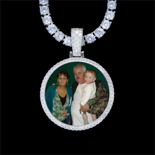 925S & VVS Moissanite 3D Circle Custom Picture Pendant