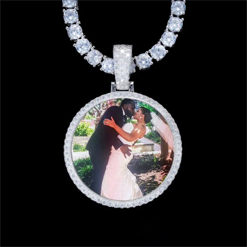 925S & VVS Moissanite 3D Circle Custom Picture Pendant
