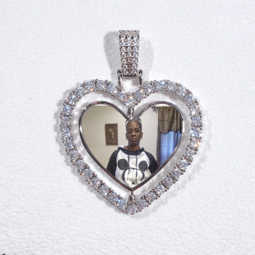 3D Spinning 2-Faced Heart Custom Picture Pendant