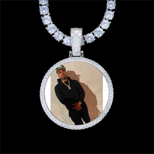 925S & VVS Moissanite 3D Circle Custom Picture Pendant