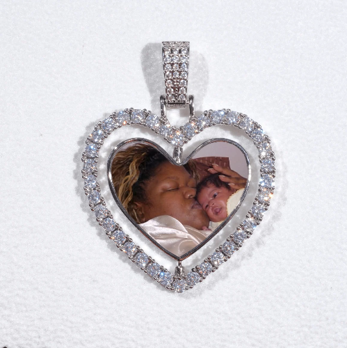 3D Spinning 2-Faced Heart Custom Picture Pendant