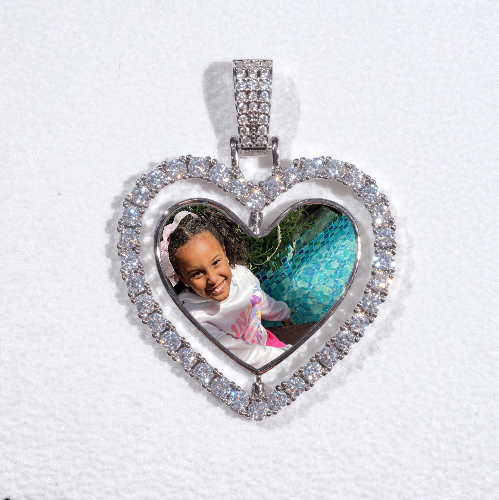 3D Spinning 2-Faced Heart Custom Picture Pendant