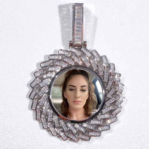 Large 3D Baguette Custom Picture Pendant