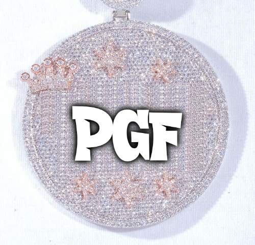 CUSTOM LETTER NECKLACE 3D BIG CROWN DISC