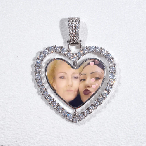 3D Spinning 2-Faced Heart Custom Picture Pendant