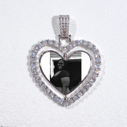 3D Spinning 2-Faced Heart Custom Picture Pendant