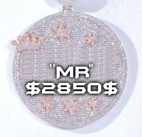 CUSTOM LETTER NECKLACE 3D BIG CROWN DISC
