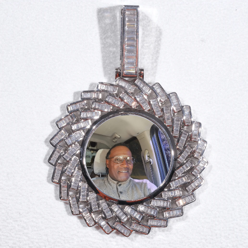 Large 3D Baguette Custom Picture Pendant