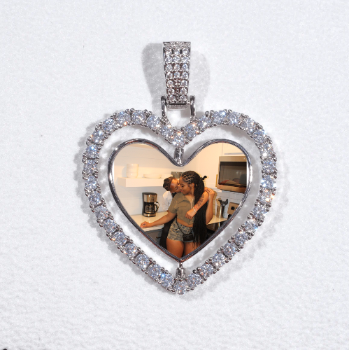 3D Spinning 2-Faced Heart Custom Picture Pendant
