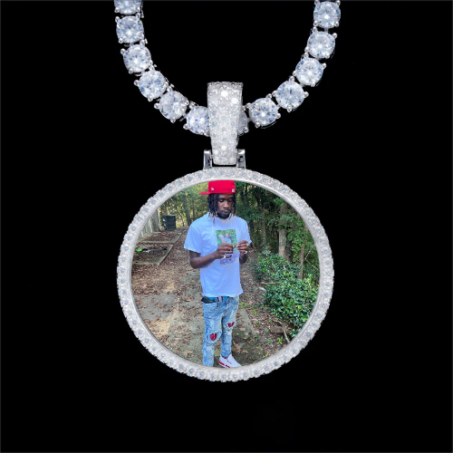 925S & VVS Moissanite 3D Circle Custom Picture Pendant