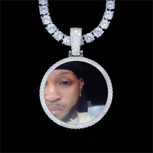 925S & VVS Moissanite 3D Circle Custom Picture Pendant