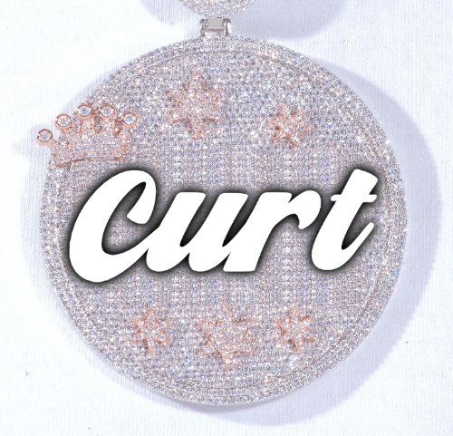 CUSTOM LETTER NECKLACE 3D BIG CROWN DISC