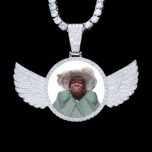 925S & VVS Moissanite 3D Wing Custom Picture Pendant