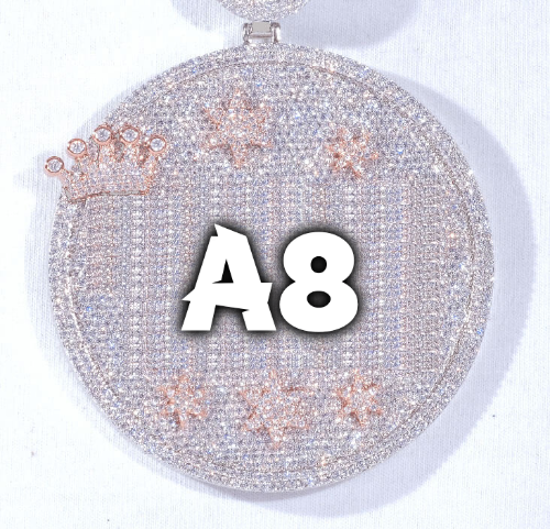 CUSTOM LETTER NECKLACE 3D BIG CROWN DISC