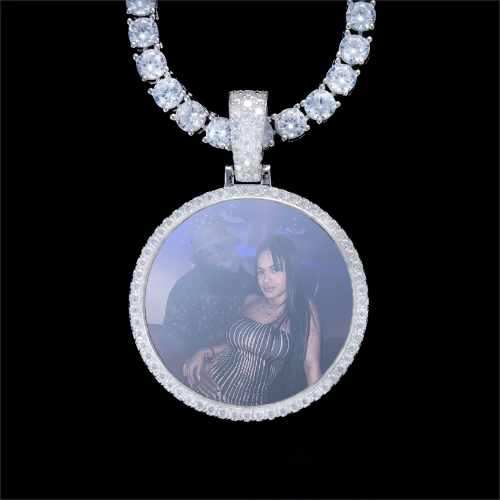 925S & VVS Moissanite 3D Circle Custom Picture Pendant