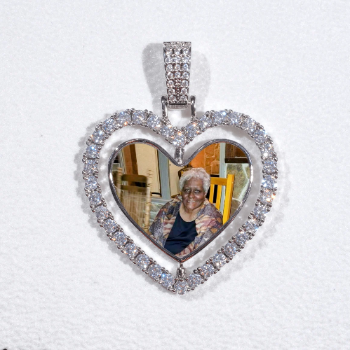 3D Spinning 2-Faced Heart Custom Picture Pendant
