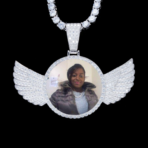 925S & VVS Moissanite 3D Wing Custom Picture Pendant