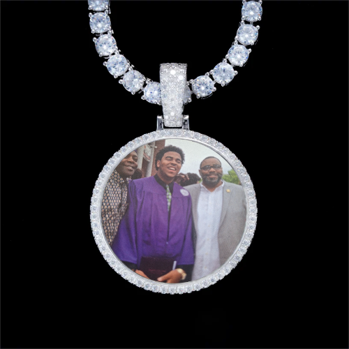 925S & VVS Moissanite 3D Circle Custom Picture Pendant