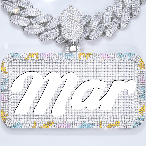 CUSTOM LETTER NECKLACE 3D COLORFUL SQUARE
