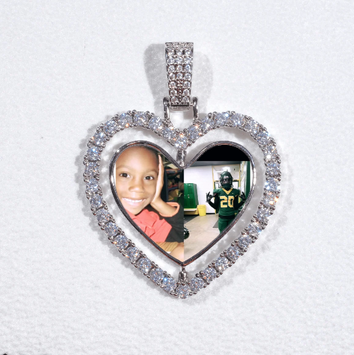 3D Spinning 2-Faced Heart Custom Picture Pendant