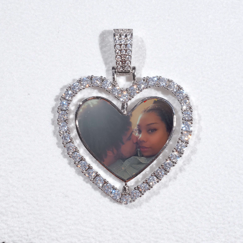 3D Spinning 2-Faced Heart Custom Picture Pendant