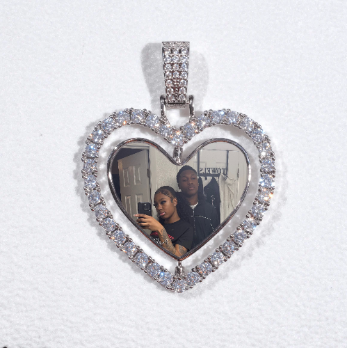 3D Spinning 2-Faced Heart Custom Picture Pendant