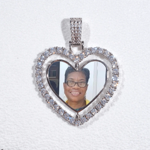 3D Spinning 2-Faced Heart Custom Picture Pendant