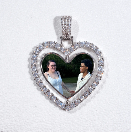 3D Spinning 2-Faced Heart Custom Picture Pendant