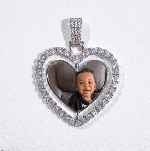 3D Spinning 2-Faced Heart Custom Picture Pendant
