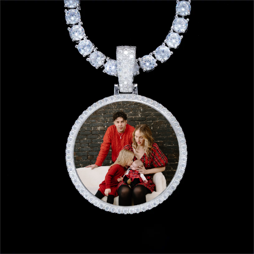 925S & VVS Moissanite 3D Circle Custom Picture Pendant