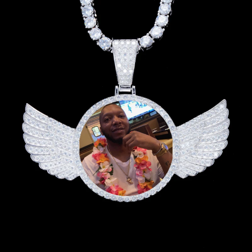 925S & VVS Moissanite 3D Wing Custom Picture Pendant