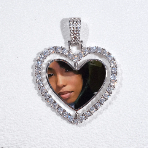 3D Spinning 2-Faced Heart Custom Picture Pendant