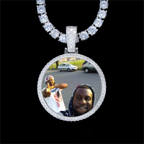 925S & VVS Moissanite 3D Circle Custom Picture Pendant