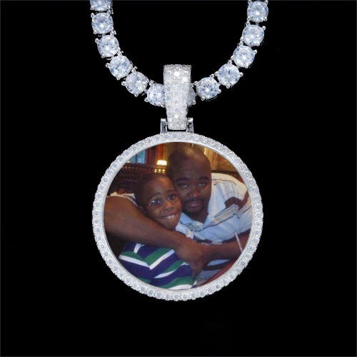 925S & VVS Moissanite 3D Circle Custom Picture Pendant