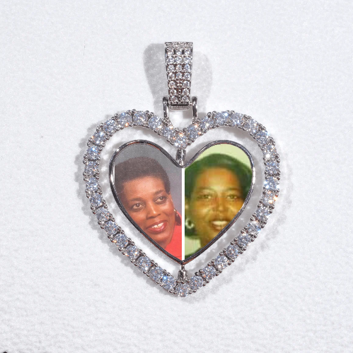 3D Spinning 2-Faced Heart Custom Picture Pendant