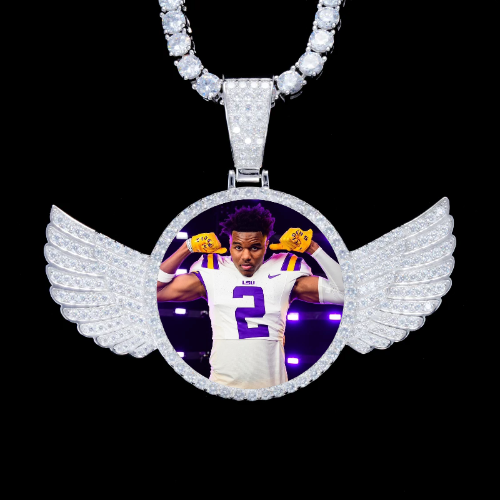 925S & VVS Moissanite 3D Wing Custom Picture Pendant
