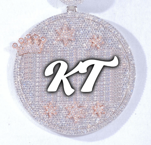 CUSTOM LETTER NECKLACE 3D BIG CROWN DISC
