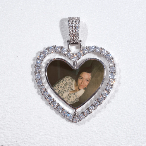 3D Spinning 2-Faced Heart Custom Picture Pendant